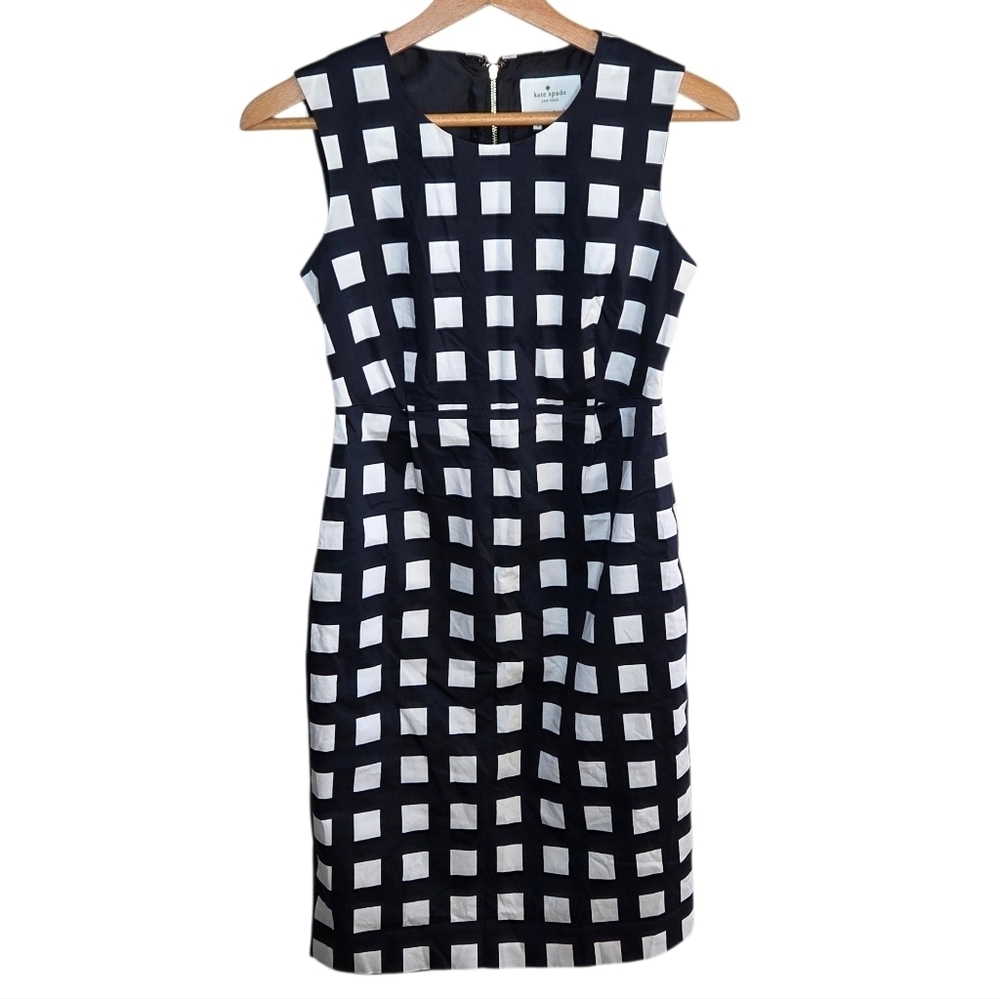 Kate Spade Lorelei Black & White Windowpane Check Sheath Dress Size 2